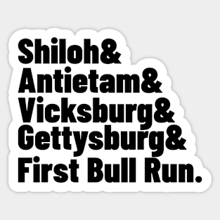 American Civil War History Battles Gettysburg Vicksburg Shiloh Sticker